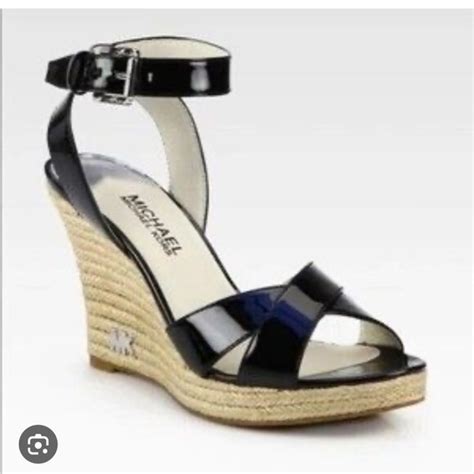 michael kors kami ankle strap leather|Michael Kors, Black Patent Leather Wedges, Kami Ankle Strap.